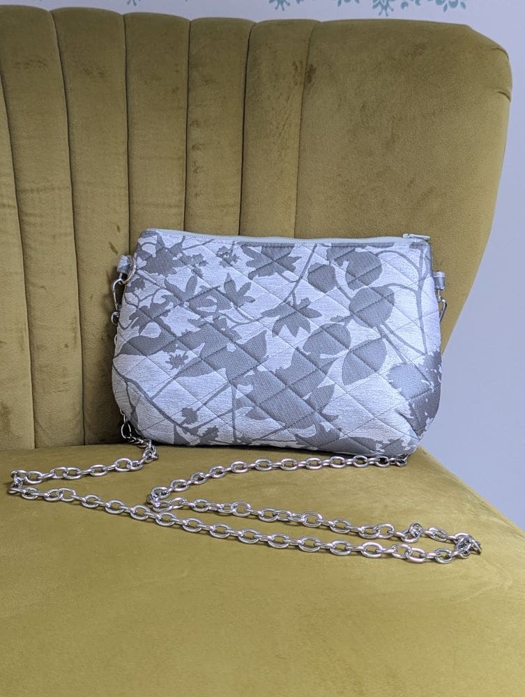 Luxury silver floral bag ideal for weddings and special events