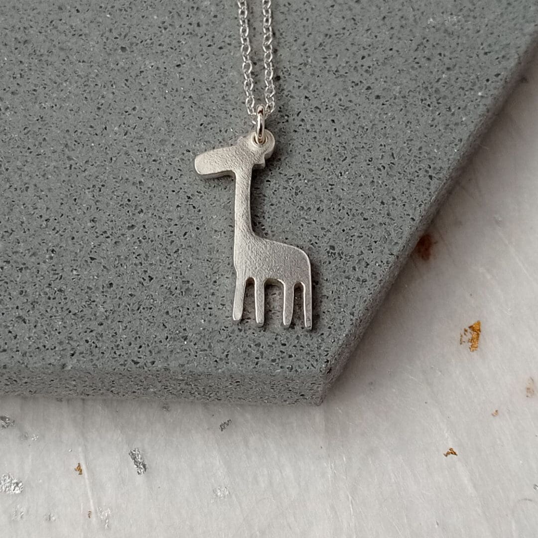 recycled sterling silver giraffe pendant necklace