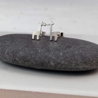 recycled sterling silver giraffe stud earrings