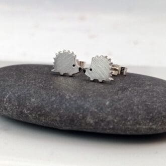 recycled sterling silver hedgehog stud earrings