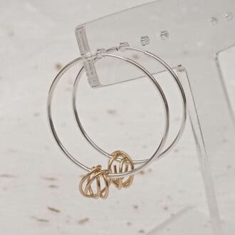 sterling silver hoops with filled gold wire knots