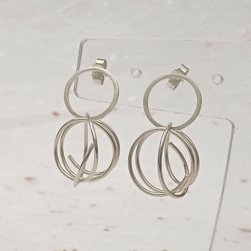 recycled sterling silver wire knot drop earrings