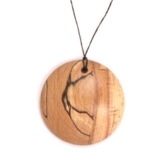 Wooden Pendant/Necklace in Spalted Beech - Handmade