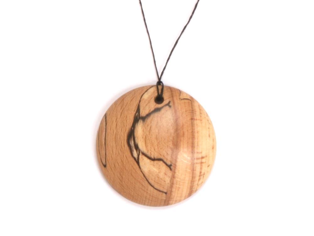 Wooden Pendant/Necklace in Spalted Beech - Handmade