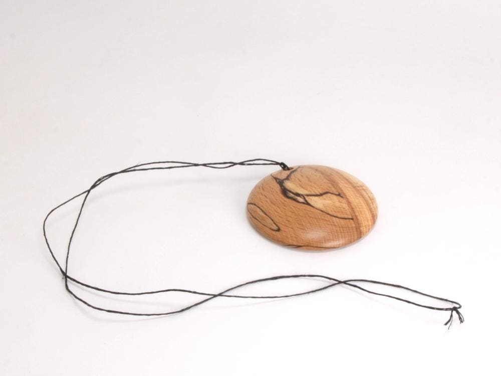 Wooden Pendant/Necklace in Spalted Beech - Handmade