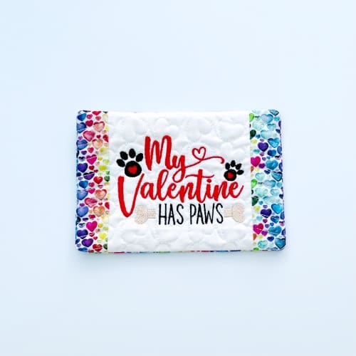 My Valentine Has Paws Mug Rug Closeup