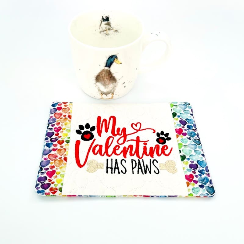 My Valentine Has Paws Mug Rug Main