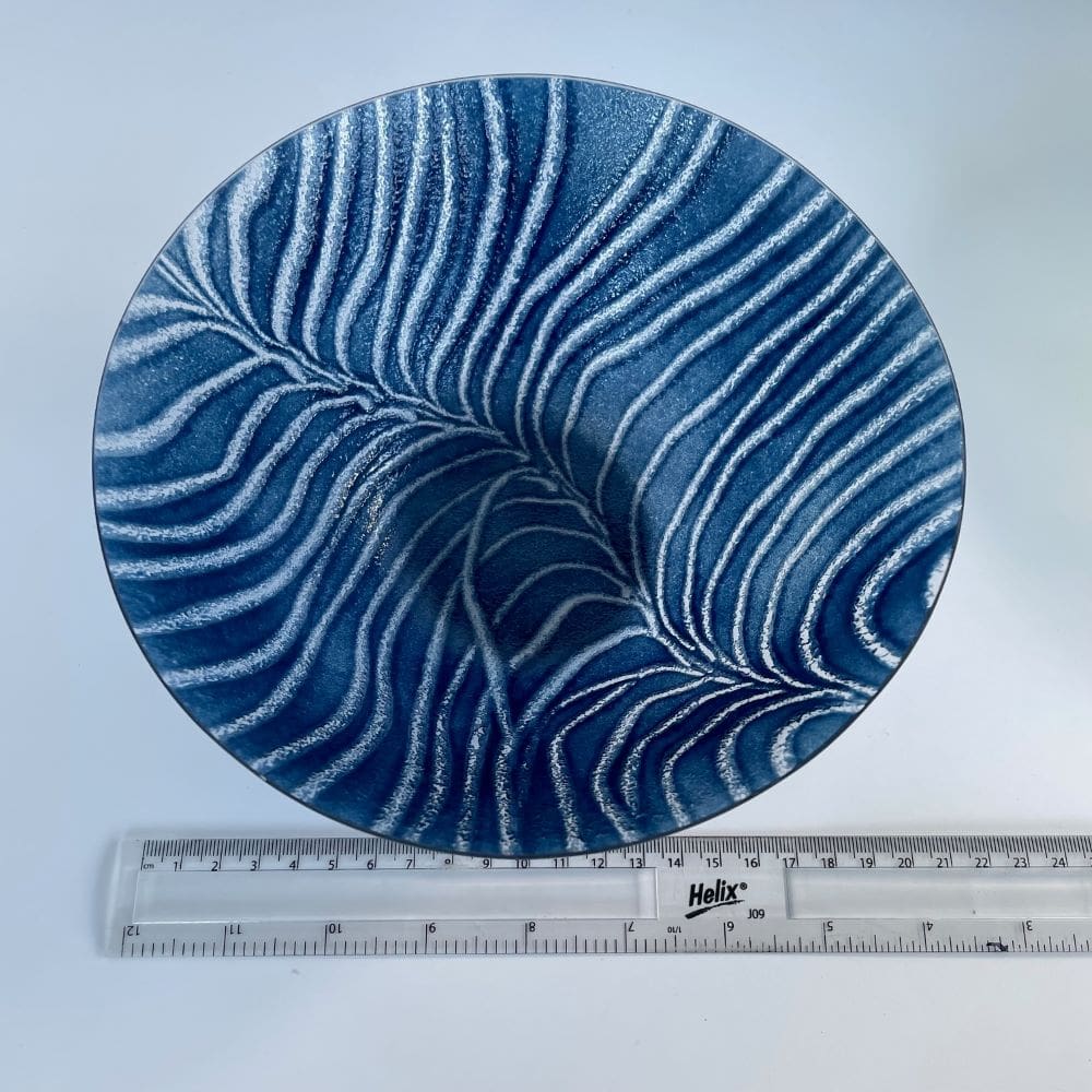 blue-fruit-bowl-glass-feather design-Large