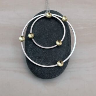 recycled sterling silver wire and brass cups pendant necklace