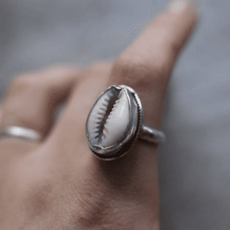 Cowrie Shell Ring In Silver