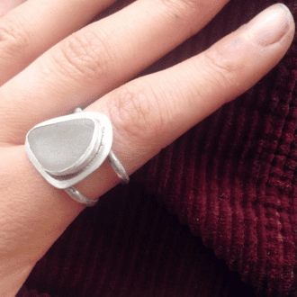 Recycled Silver Seaglass Ring Uk