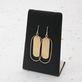 recycled sterling silver wire and textured brass drop earrings