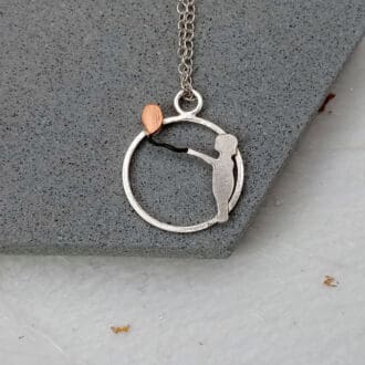 recycled sterling silver and copper child and balloon pendant necklace