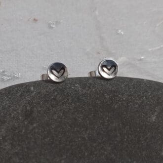 recycled sterling silver heart stamped stud earrings