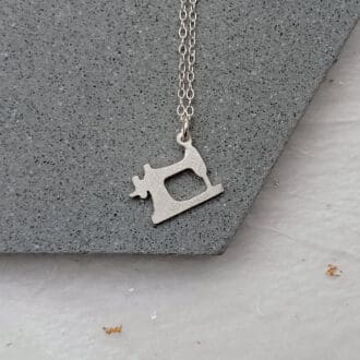 recycled sterling silver sewing machine pendant necklace