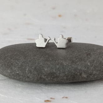 recycled sterling silver watering can stud earrings